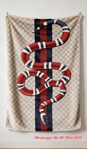 Iconic Red Snake GG Monogram Flannel Blanket throw blankets IMG_2644